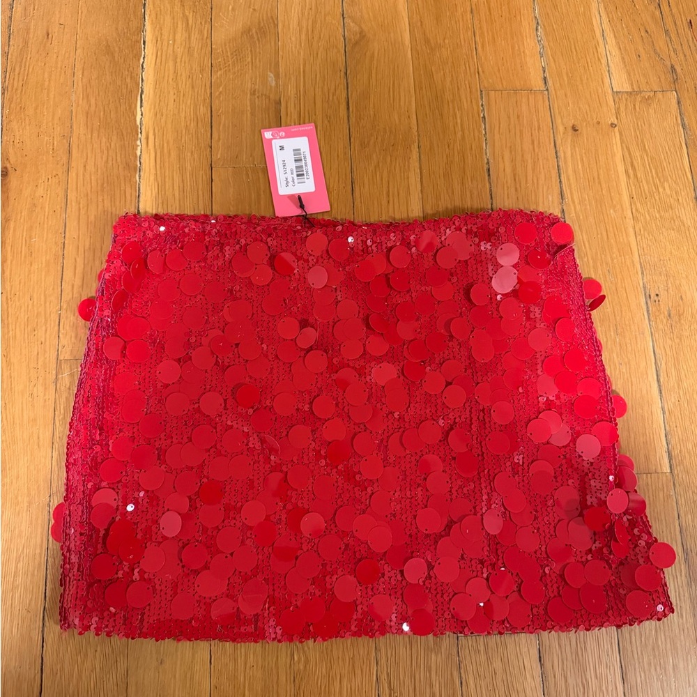 Edikted Red Sequin Mini Skirt